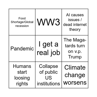 Unhinged Bingo Card