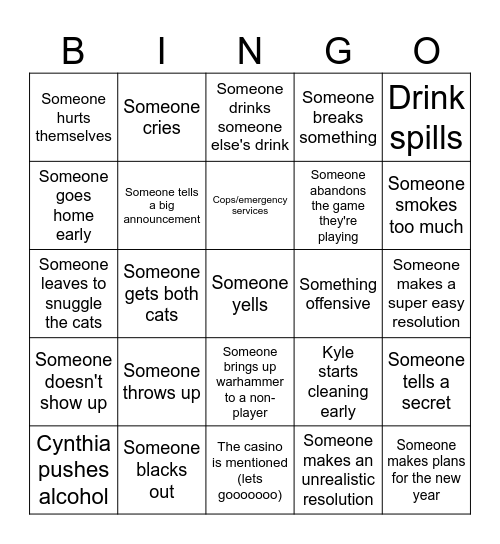 New Years 2025 Bingo Card