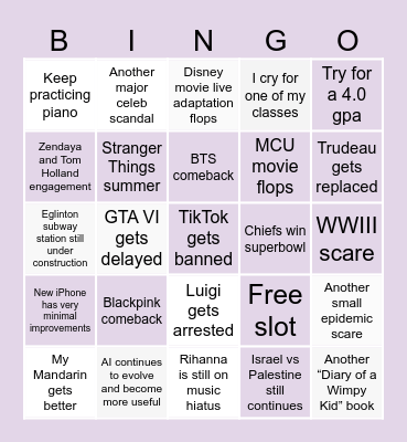 2025 Bingo Card Bingo Card