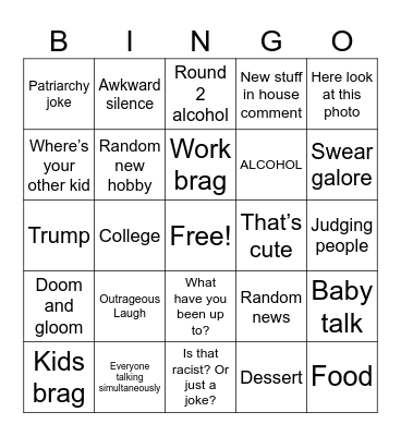 Friends Over Bingo Card