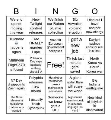 2025 BINGO Card Bingo Card