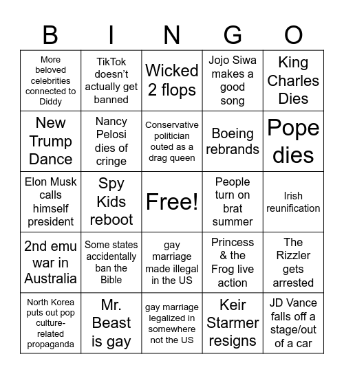 2025 Bingo Card