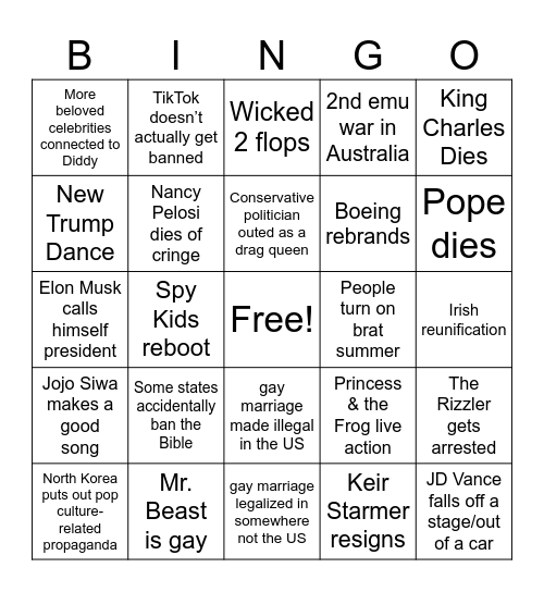 2025 Bingo Card