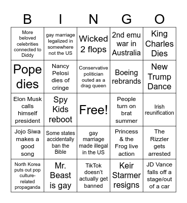 2025 Bingo Card