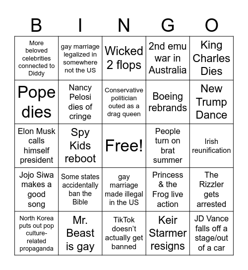 2025 Bingo Card