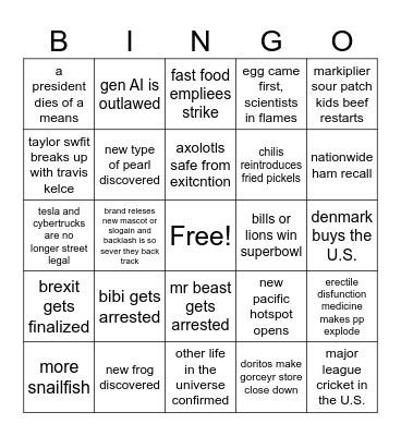 2025 bingo Card