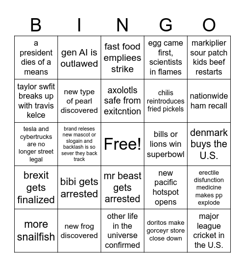 2025 bingo Card