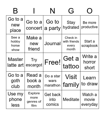 2025 To Do List Bingo Card