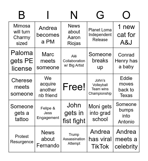 2025 Bingo Card