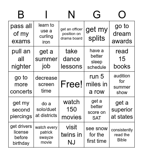 Lyndsey’s 2025 Bingo Card Bingo Card