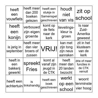 Bingo 'Deel je leven' Bingo Card
