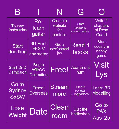 2025 Bingo Card