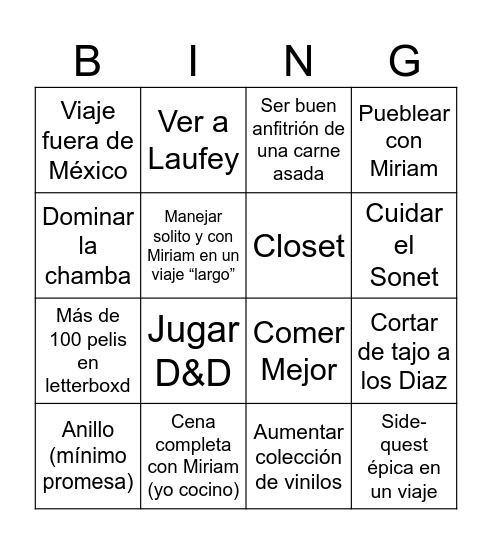 2025 Bingo Card