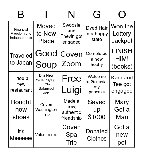 2025 Is Our Year Bingo Card