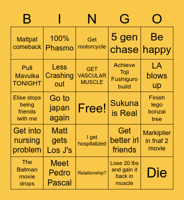 Raf's 2025 Bingo Card