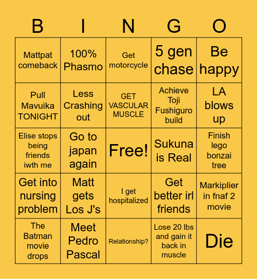 Raf's 2025 Bingo Card