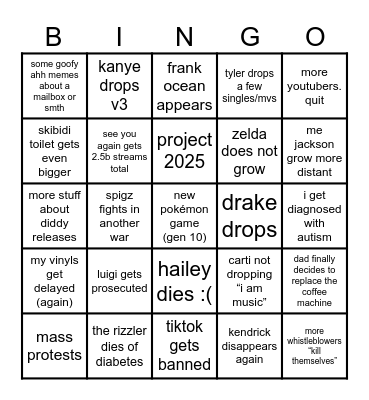 2025 Bingo Card