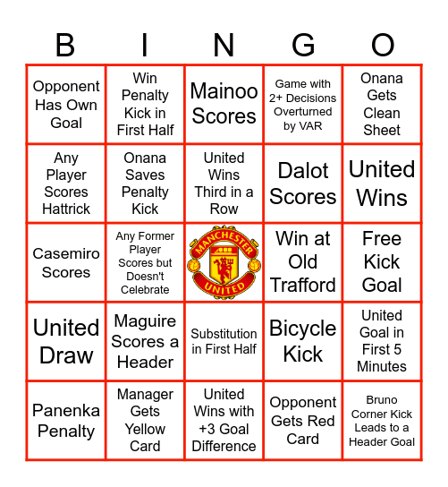 GLORY GLORY MAN UNITED! Bingo Card