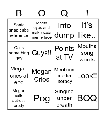 Megan wicked Bingo Card
