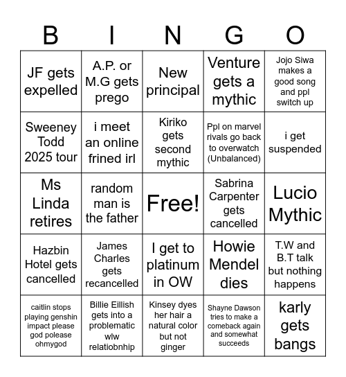 2025 Bingo Card