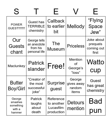 george Bingo Card