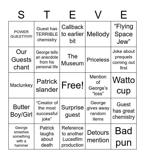 george Bingo Card