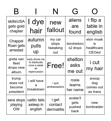 kinsey bingo 2025 Bingo Card