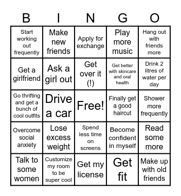 Resolution bingo card Bingo Card