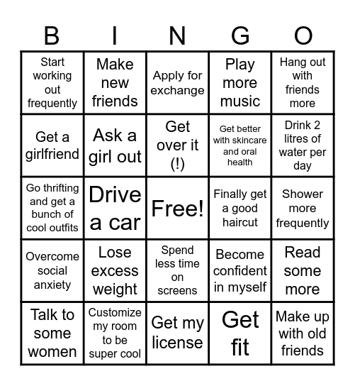 Resolution bingo card Bingo Card