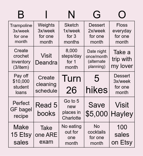 Emily’s 2025 Board Bingo Card