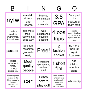 2025 bingo Card