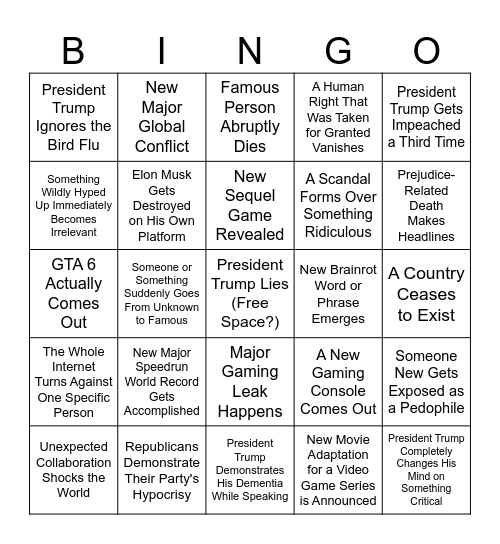 2025 Bingo Card