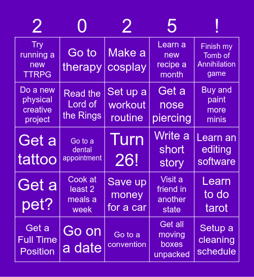 2025 Bingo Card