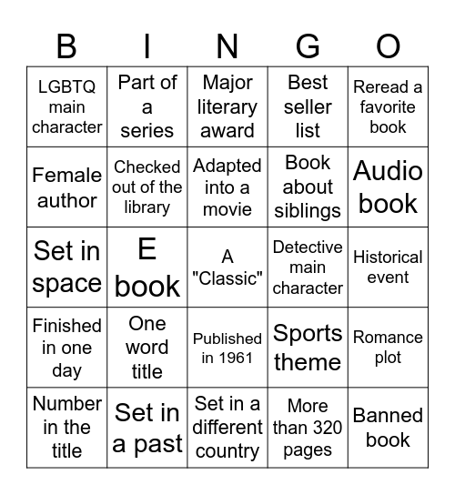 BOOK BINGO Card