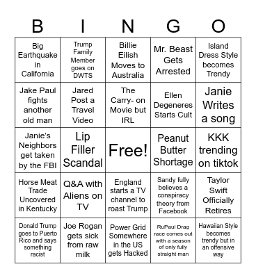 2025 Bingo Card