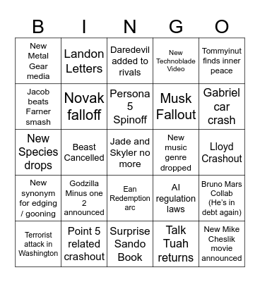 2025 Bingo Card