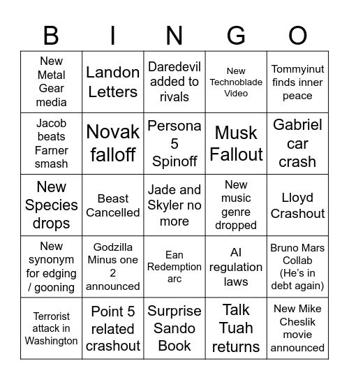 2025 Bingo Card