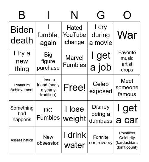 2025 Bingo Card
