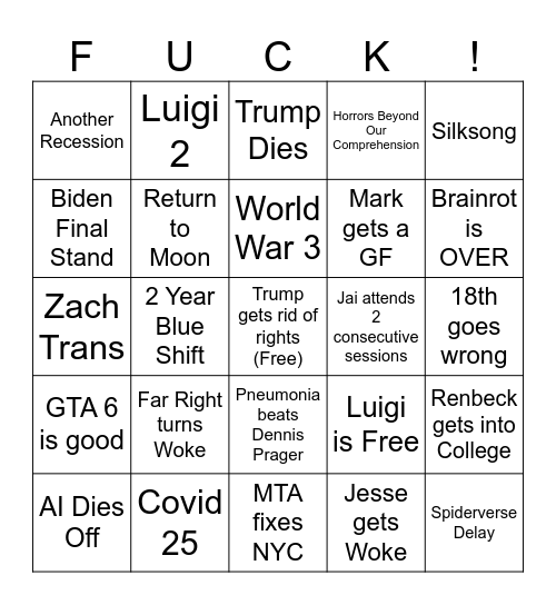 2025 Bingo Card