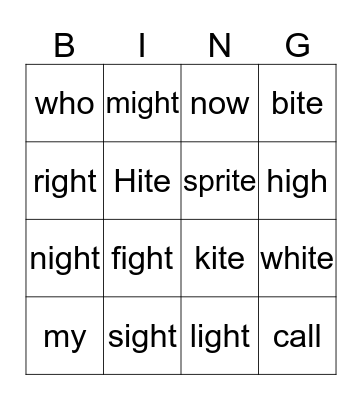Week 6 Word Wall Words/Families Bingo Card