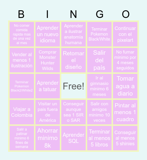 Metas 2025 Bingo Card