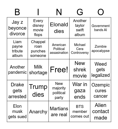 2025 Bingo Card