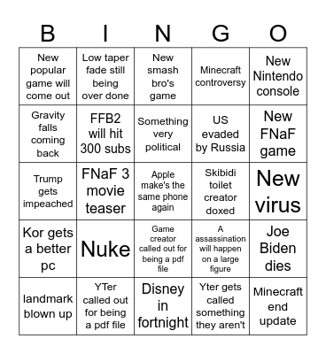 2025 bingo Card