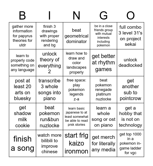 2025 objectives Bingo Card