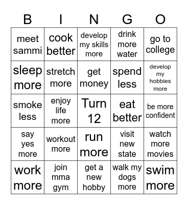 2025 Resolutions Bingo Card