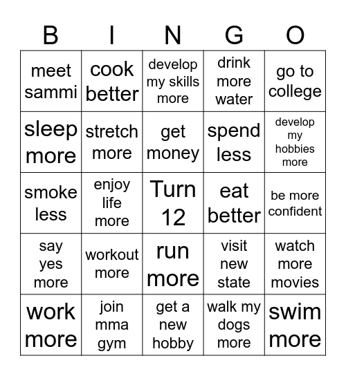 2025 Resolutions Bingo Card