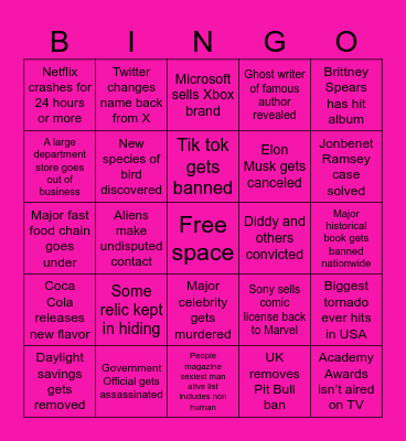 2025 Bingo Card