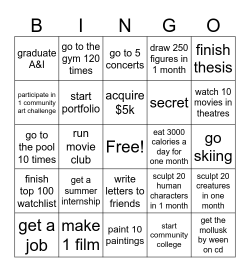 2025 Bingo Card