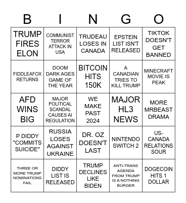 2025 Bingo Card