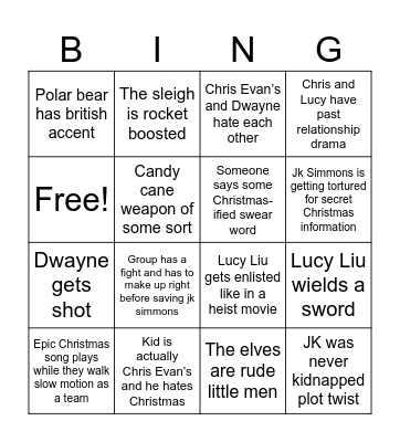 Red One Bingo Card